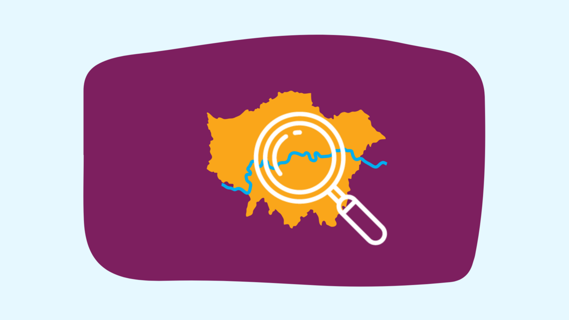 magnifying glass over map of london