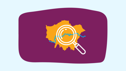 magnifying glass over map of london