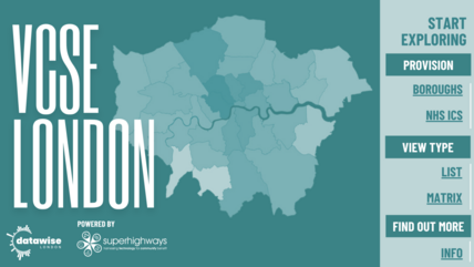thumbnail for home page of data about the VCSE sector dashboard