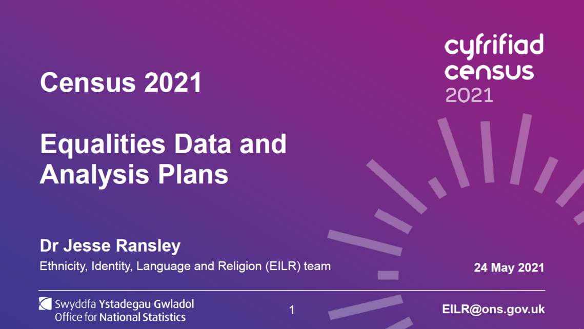 Title slide for Equalities Data and Analysis Plans presentation