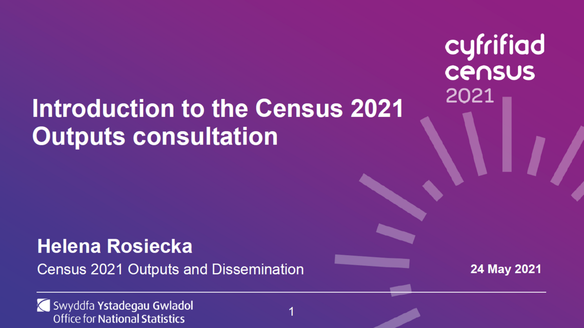 Title slide for Intro to the Census 2021 outputs consultation