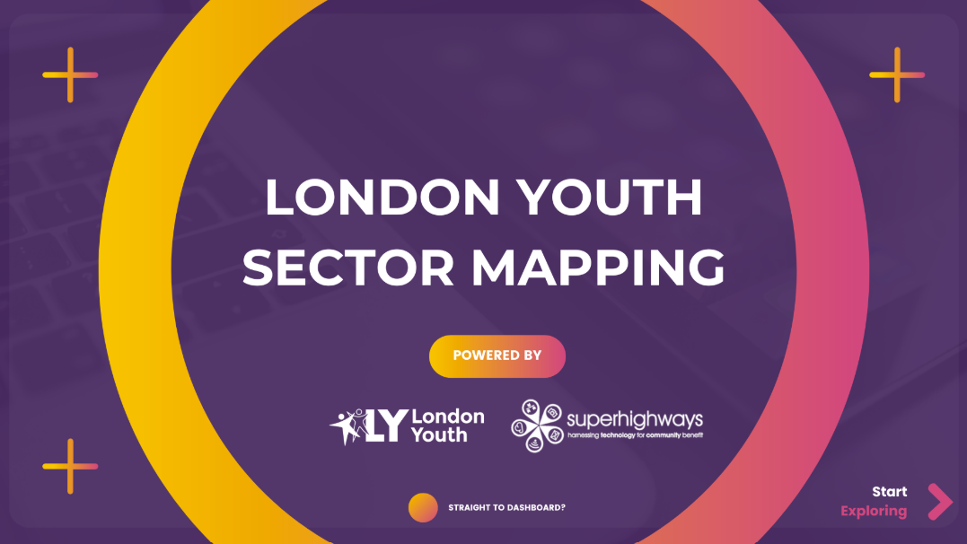 front page of london youth work map dashboard